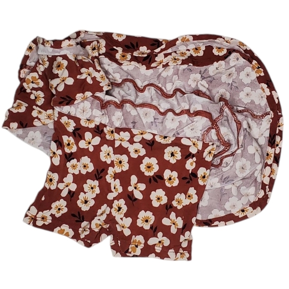 Play By Little Sleepies Skirted Short Brown Floral Baby Girls 12-18 Months - Picture 3 of 4